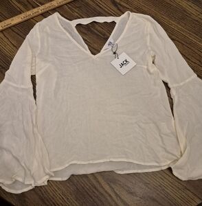 Jack by BB Dakota Cream Long Sleeve Cut Out Blouse